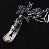 Golden Eye Skull Pendant Silver Necklace