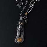 Golden Eye Skull Pendant Silver Necklace Jewelry