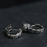 Retro 92 Sterling Silver Tiger Carved Earrings Hip Hop Original Jewelry