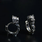Retro 92 Sterling Silver Tiger Carved Earrings Hip Hop Original Jewelry