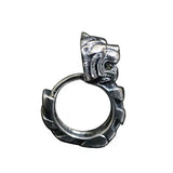 Retro 92 Sterling Silver Tiger Carved Earrings Hip Hop Original Jewelry