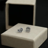 925 Silver Cloud Silver Lock Asymmetric Earrings Couple Chinese Style