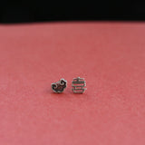925 Silver Cloud Silver Lock Asymmetric Earrings Couple Chinese Style