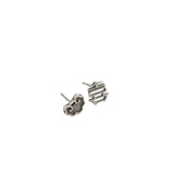 925 Silver Cloud Silver Lock Asymmetric Earrings Couple Chinese Style