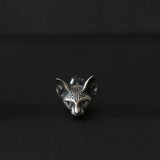 925 Silver Cat Head Earrings Retro Carved Frosted Men Women Jewelry