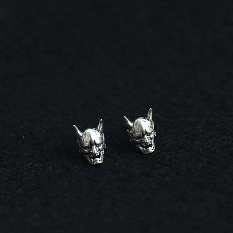 925 Silver Stud Earrings Yasha Mythical Beast Retro Style Jewelry
