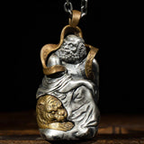 Retro Style Guanyin Pendant Men's Chinese Style Bodhisattva Silver Necklaces