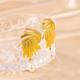 Retro Style Ins Braided Pearl Metal Gold Earrings
