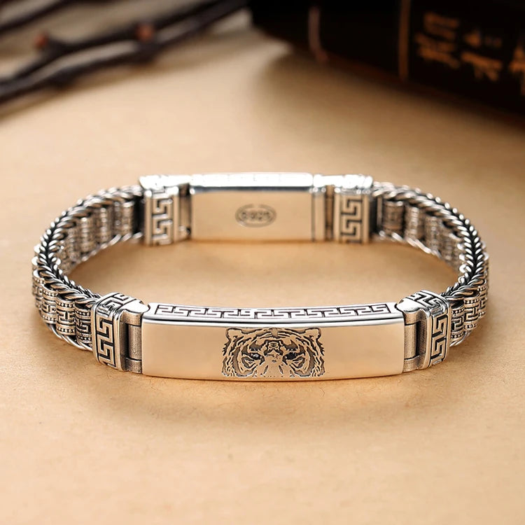 Retro Tiger Bracelet Men's Peace Pattern Zodiac Jewelry