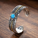 Turquoise Double Feather Bracelet Retro Jewelry