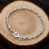 Men's Silver Bracelet Vajra Buckle Snake Bone Fine Jewelry