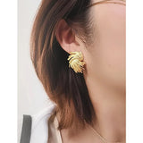 Metal Texture Stud Earrings Retro Woven European and American Style
