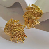 Metal Texture Stud Earrings Retro Woven European and American Style