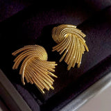 Metal Texture Stud Earrings Retro Woven European and American Style