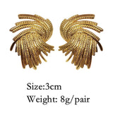 Metal Texture Stud Earrings Retro Woven European and American Style