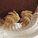 Metal Texture Stud Earrings Retro Woven European and American Style