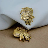 Metal Texture Stud Earrings Retro Woven European and American Style