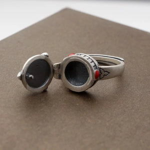 Vintage Silver Ring with Box - Rose Design