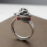 Vintage Silver Ring with Box - Rose Design