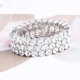 Adjustable Rhinestone Big Bracelet for Women Men Glamour Cuff Punk Party Jewelry