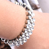 Adjustable Rhinestone Big Bracelet for Women Men Glamour Cuff Punk Party Jewelry