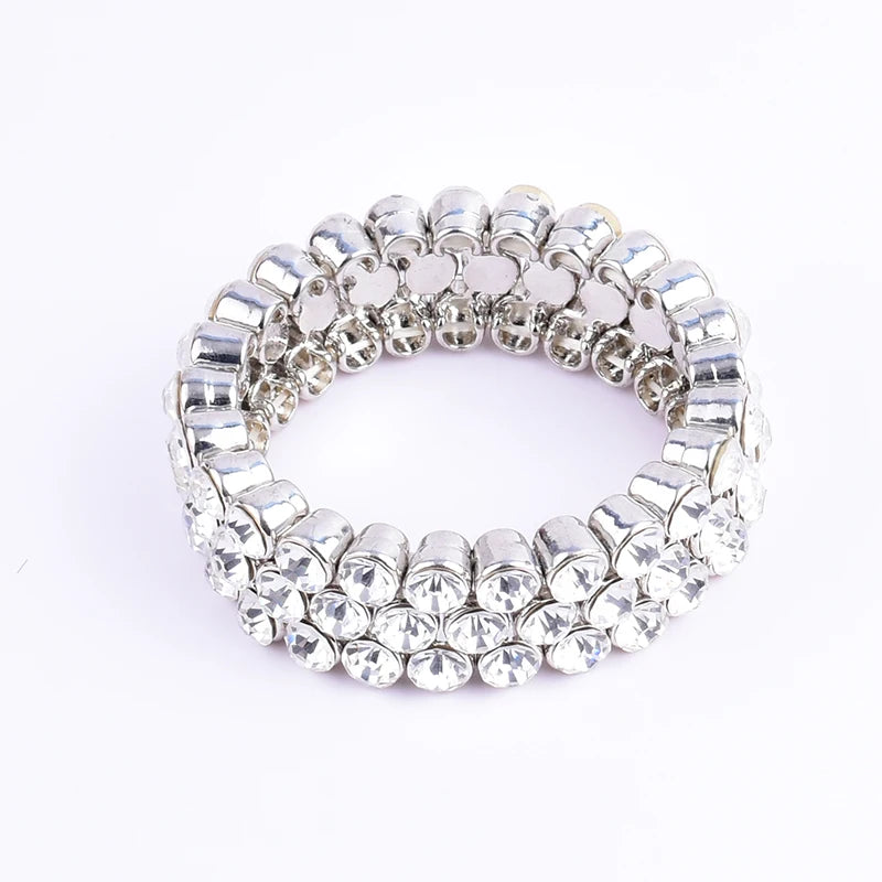 Adjustable Rhinestone Big Bracelet for Women Men Glamour Cuff Punk Party Jewelry