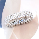 Adjustable Rhinestone Big Bracelet for Women Men Glamour Cuff Punk Party Jewelry