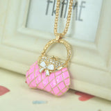 Rhinestone Bead Lady Bag Charms Handbag Pandent Necklace Jewelry
