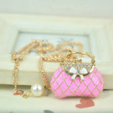 Rhinestone Bead Lady Bag Charms Handbag Pandent Necklace Jewelry