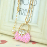Rhinestone Bead Lady Bag Charms Handbag Pandent Necklace Jewelry