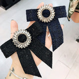 Rhinestone Bow Brooch for Women Girls Collar Bowtie Corsage