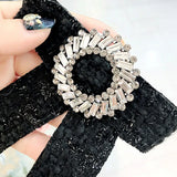 Rhinestone Bow Brooch for Women Girls Collar Bowtie Corsage