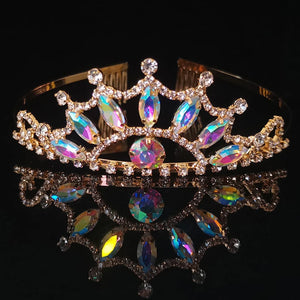Kids Rhinestone Crown Headdress Princess Hair Jewelry