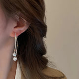 Rhinestone Pearl Curved Stud Earrings