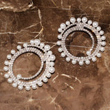 Rhinestone Pearls Sun-Charms Big Dangle Earrings For Women Jewelry