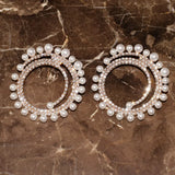 Rhinestone Pearls Sun-Charms Big Dangle Earrings For Women Jewelry