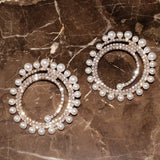 Rhinestone Pearls Sun-Charms Big Dangle Earrings For Women Jewelry