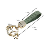 Plaid Leather Rope Keychain Rhinestone Crystal Key Chain Women Men Key Holder