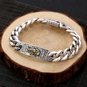 Men's Retro Silver Bracelet Rich Deer Horsewhip Chain Money