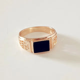 Vintage Men's 585 Rose Gold Ring with Cubic Zirconia Jewelry