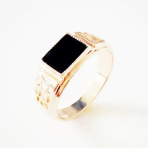 Vintage Men's 585 Rose Gold Ring with Cubic Zirconia Jewelry