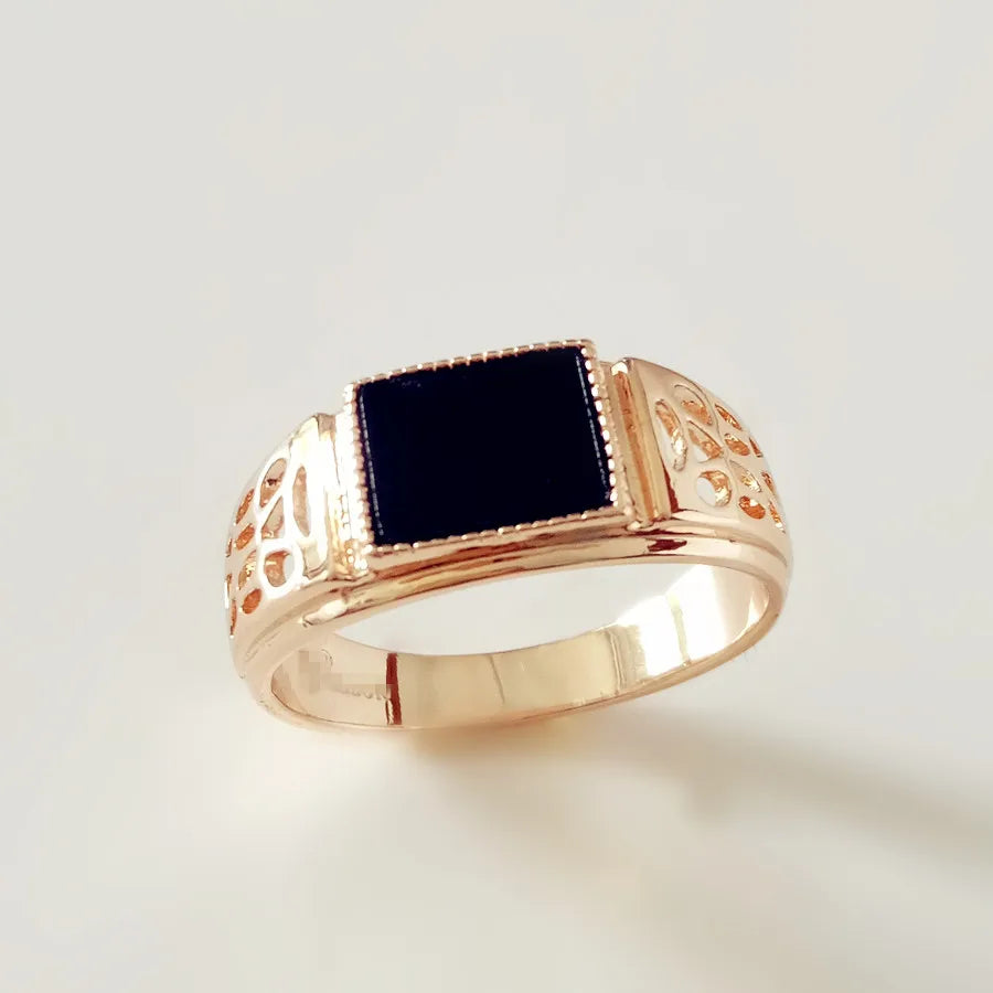 Vintage Men's 585 Rose Gold Ring with Cubic Zirconia Jewelry