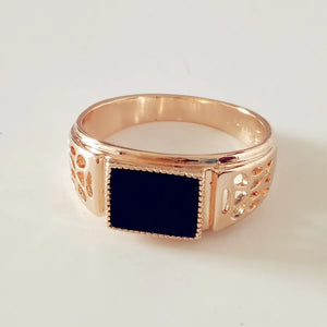 Vintage Men's 585 Rose Gold Ring with Cubic Zirconia Jewelry