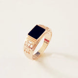 Vintage Men's 585 Rose Gold Ring with Cubic Zirconia Jewelry
