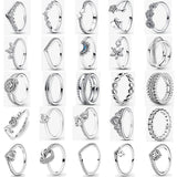 925 Silver Star Moon Heart Zircon Rings Wedding Jewelry