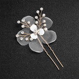 Pansy Organza Rhinestone Hairpins Wedding Hair Accessories