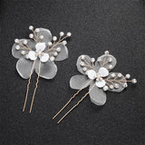 Pansy Organza Rhinestone Hairpins Wedding Hair Accessories