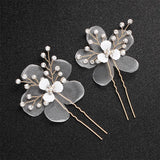 Pansy Organza Rhinestone Hairpins Wedding Hair Accessories