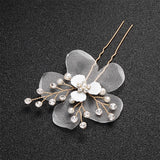 Pansy Organza Rhinestone Hairpins Wedding Hair Accessories