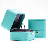 Romantic Leather Jewelry Display Ring Box Pendant Holder Gift